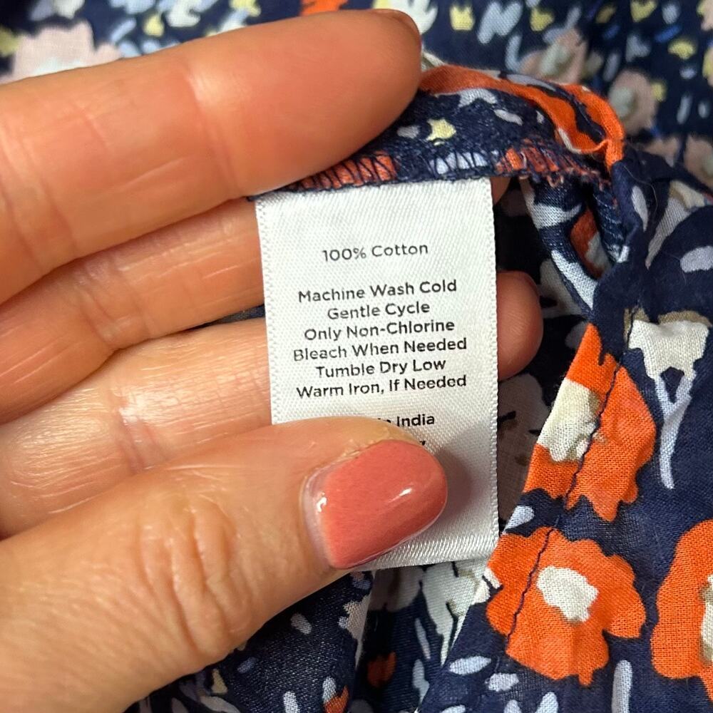 Talbots Floral Print Short Sleeve Blouse Size M Ruffle Trim Smocking - Picture 6 of 9
